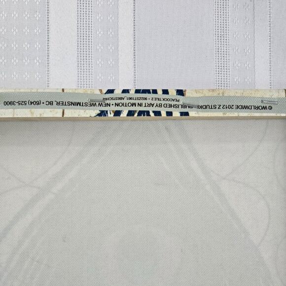 Peacock Feather Vinyl Canvas Prints Wooden Frame Set of 2 - 12x12" - Picture 7 of 9